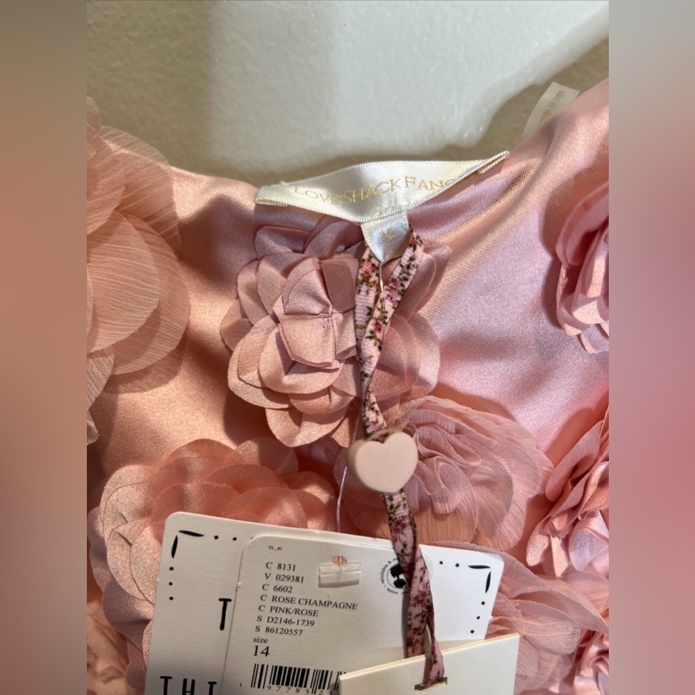 Free People LoveShackFancy Mensa 3D Cascading Rosette Satin Mini Dress - Picture 7 of 8